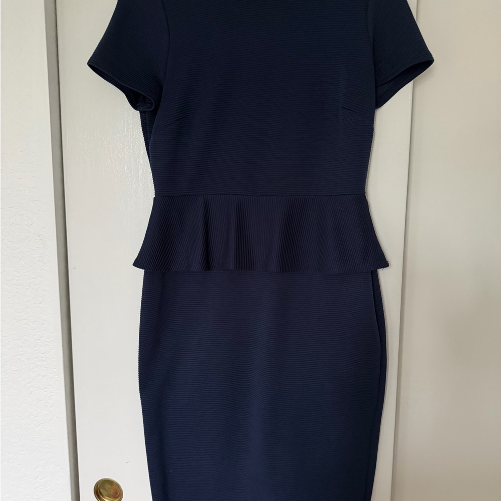 F&F Navy Midi Dress with Peplum Detail